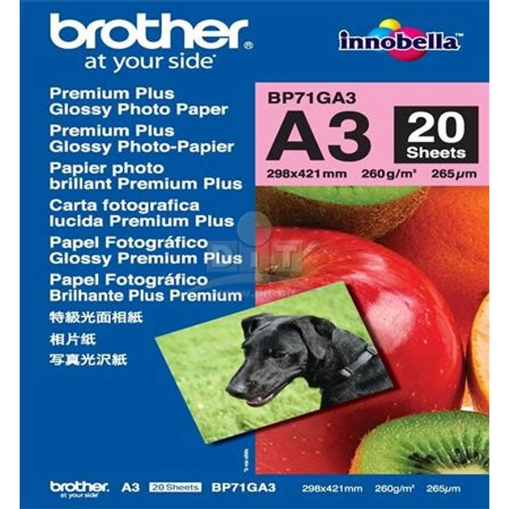 Brother BP71G Fotópapír, tintasugaras, A/3, 260g, fényes, Prémium Plus