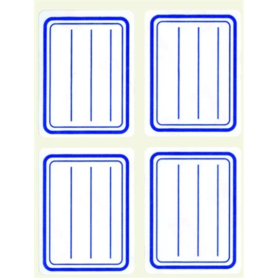 Füzetcímke, kék szegélyes, vonalas, 38x50 mm, 20 db, APLI