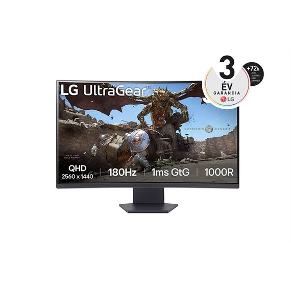 LG 32" 32GS60QC-B QHD VA 180Hz HDMI/DP ívelt gamer monitor