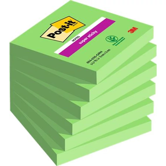 Öntapadó jegyzettömb, 76x76 mm, 90 lap, 3M POSTIT "Super Sticky", zöld