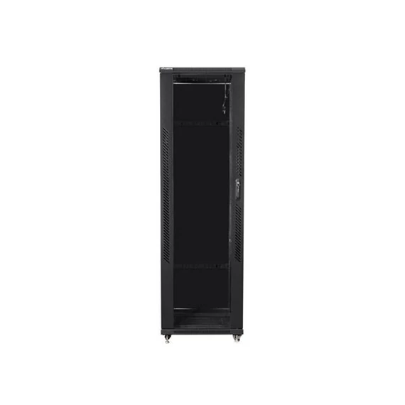 Lanberg FF01-6042-12B 19" 42U SZÉL:600 MÉLY:1000 MAG:2047 lapraszerelt üvegajtós fekete rack szekrény