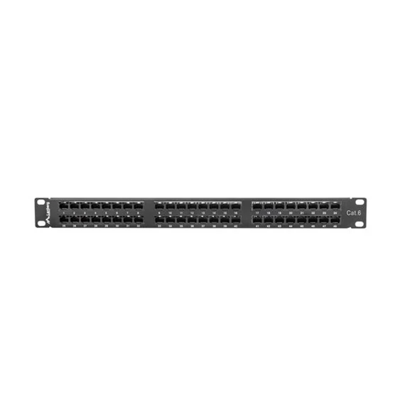 Lanberg PPU6-1048-B 19"/1U 48port Cat6 UTP árnyékolatlan fekete patch panel