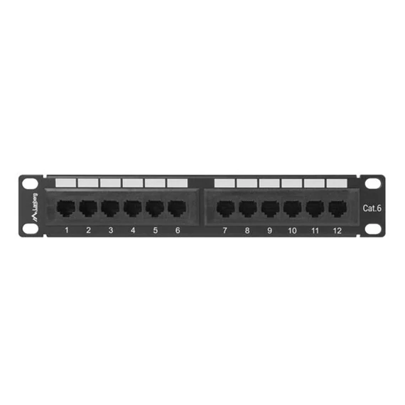 Lanberg PPU6-9012-B 10"/1U 12port Cat6 UTP árnyékolatlan fekete patch panel