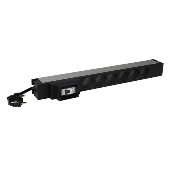 Legrand elosztó - (PDU), 19", 1U, túláram védelemmel, 6 aljzat, gyermekvédett, 3 méter
