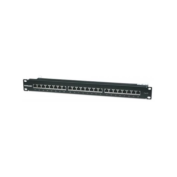 Manhattan Patch panel - CAT6 FTP árnyékolt patch panel, 24 portos, 1U, Fekete