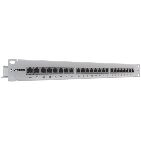 Manhattan Patch panel - CAT6 FTP árnyékolt patch panel, 24 portos, 1U, Szürke