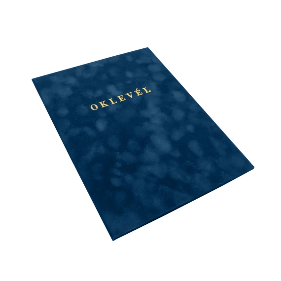 Oklevéltartó A4, prémium, arany nyomattal, Bluering kék