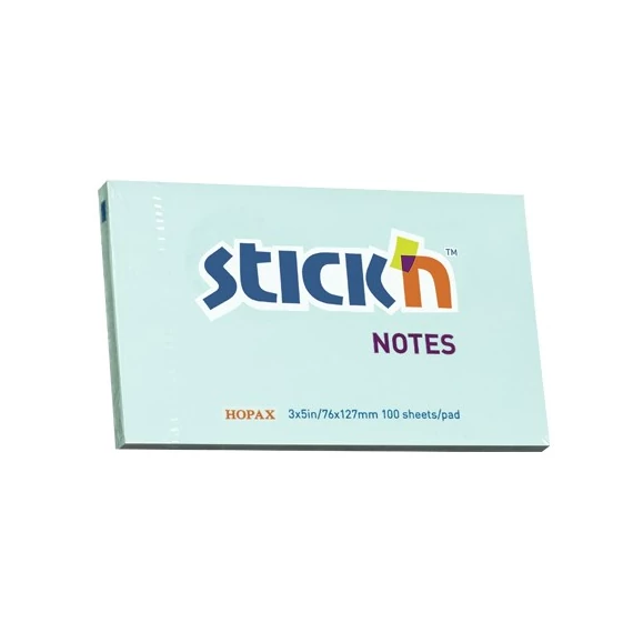 Öntapadó jegyzettömb STICK`N 76x127mm pasztel kék 100 lap