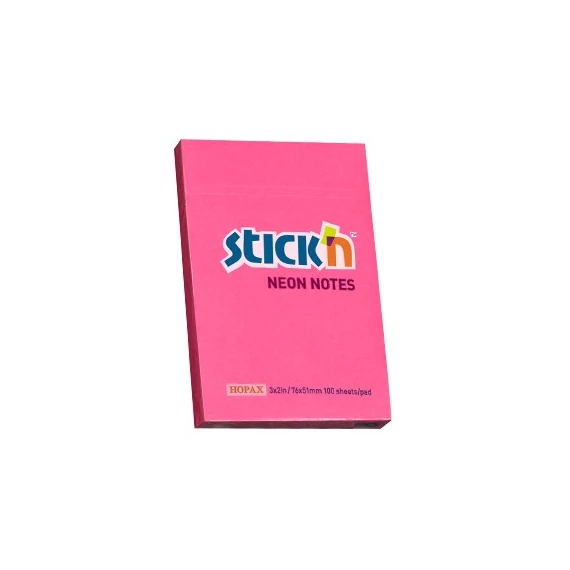 Öntapadó jegyzettömb STICK`N 76x51mm neon pink 100 lap