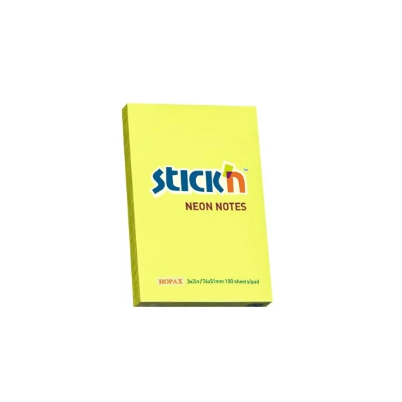 Öntapadó jegyzettömb STICK`N 76x51mm sárga 100 lap