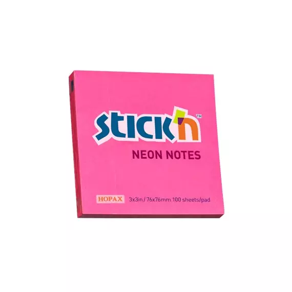 Öntapadó jegyzettömb STICK`N 76x76mm neon pink 100 lap