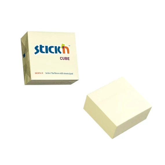 Öntapadó jegyzettömb STICK`N 76x76mm pasztel sárga 400 lap