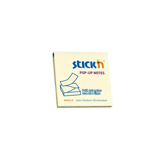 Öntapadó jegyzettömb STICK`N 76x76mm z-hajtott sárga 100 lap
