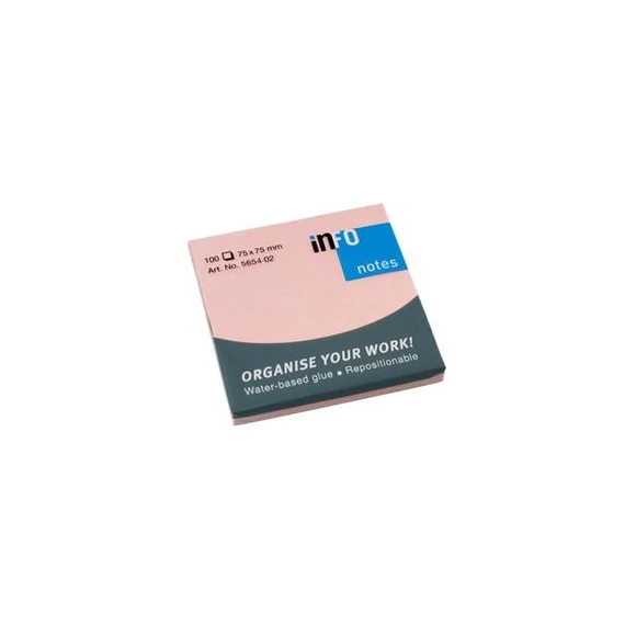 Öntapadós jegyzet GLOBAL Notes 5654-02 75x75mm pasztell pink 100 lap/tömb