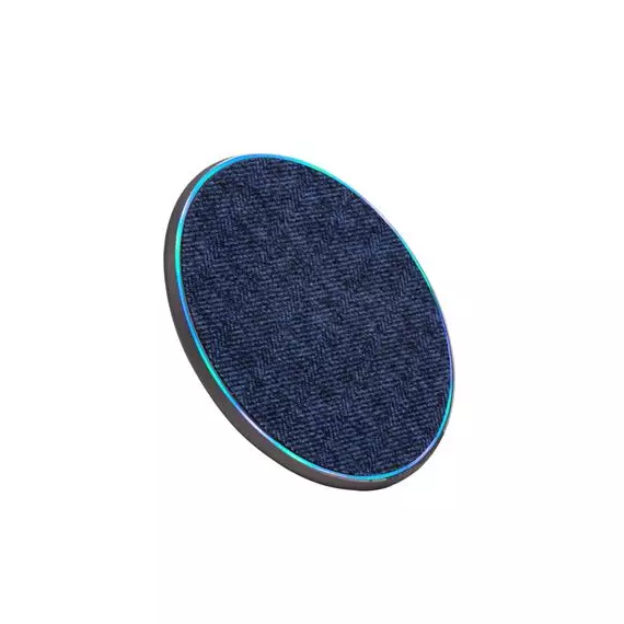 Vezeték nélküli töltő, Qi szabvány, 10W, szövet borítás, RIVACASE "VA4915", kék