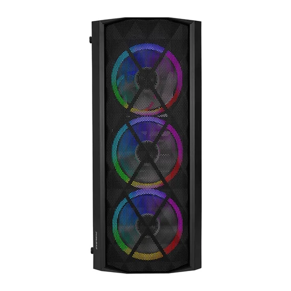 Everest Számítógépház - BUMPY (fekete; plexi; ATX; alsó táp; 1x120mm; 1xUSB3.0 + 2xUSB2.0, I/O; porszűrő)