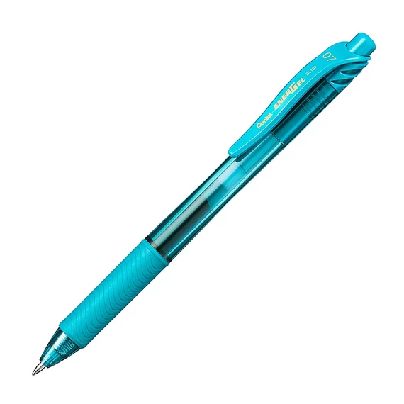 Zseléstoll, 0,35 mm, nyomógombos, PENTEL "EnerGelX BL107", türkiz