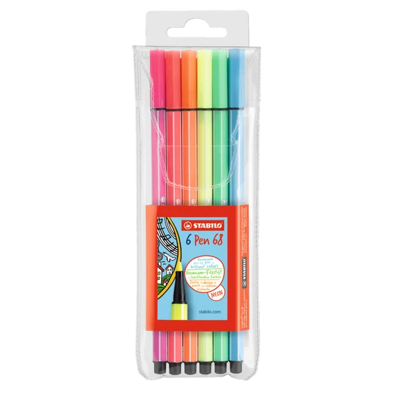 Rostirón készlet, 1,4 mm, fém doboz, STABILO "Pen 68 metallic", 6 különböző szín