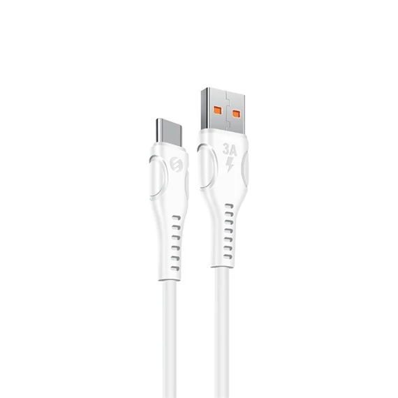S-Link kábel - SL-X243 (3A, 12W, Gyorstöltés, Type-C, 100cm adat+töltőkábel, fehér)