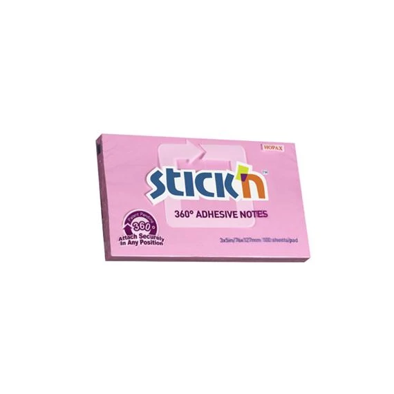 Öntapadó jegyzettömb STICK`N 76x127mm 360°-ban tapadó lila 100 lap