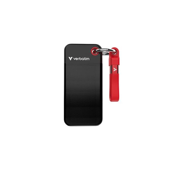 SSD (külső memória) 1TB, USB 3.2 Gen2, VERBATIM "Pocket SSD", fekete/piros