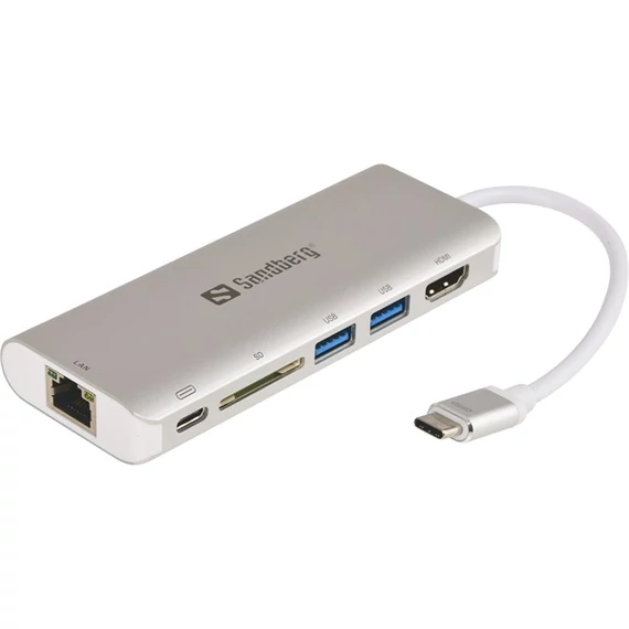 Sandberg USB-C Dock HDMI+LAN+SD+USB100W Black