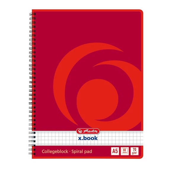 Spirálfüzet HERLITZ A5 80 lapos perforált lyukasztott kockás