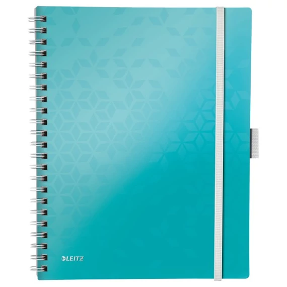 Spirálfüzet, A4, kockás, 80 lap, LEITZ "Wow Active", jégkék