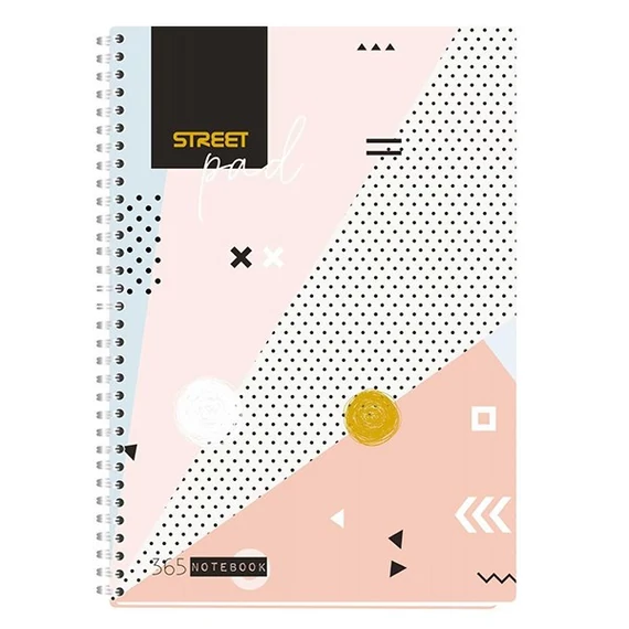 Spirálfüzet STREET Pad A4 kockás 100 lapos színes mintás