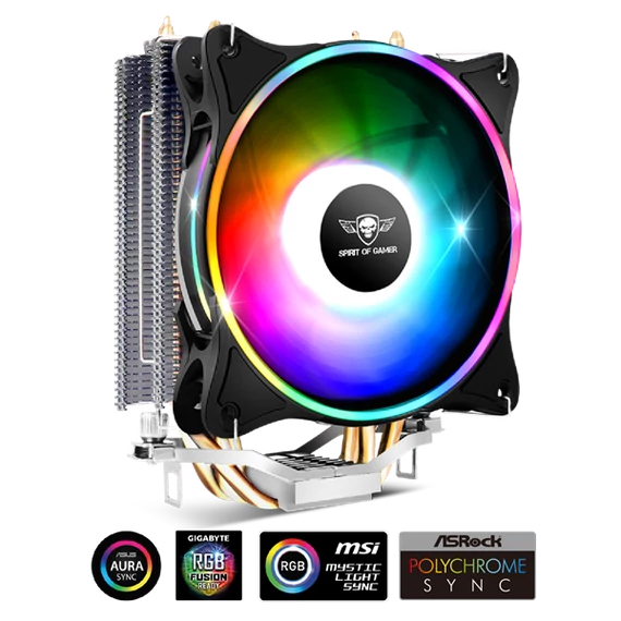 Spirit of Gamer CPU AIRCOOLER 120 MM ARGB aluminium/réz processzor hűtő