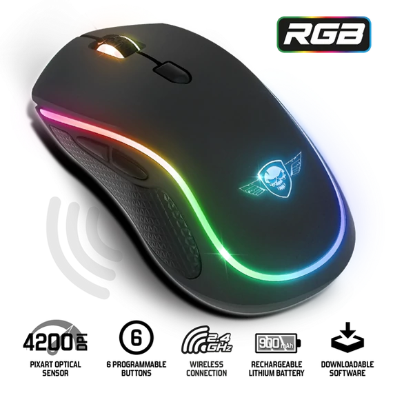 Spirit of Gamer PRO-M9 4200DPI fekete vezeték nélküli gamer egér