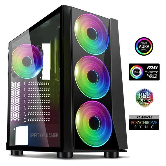 Spirit of Gamer GHOST III RGB fekete ablakos táp nélküli ATX ház