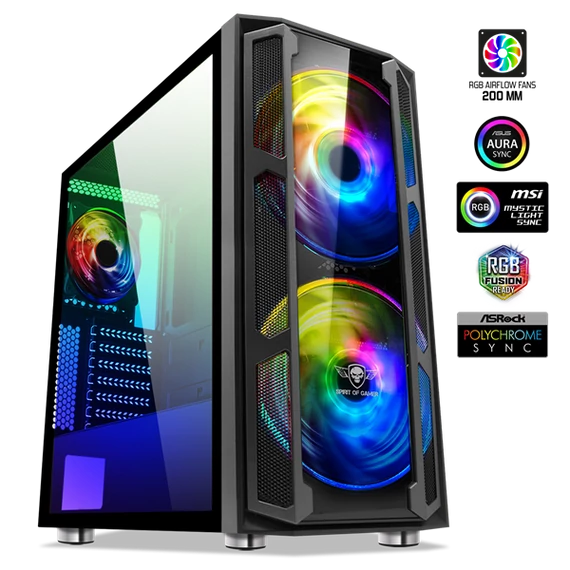 Spirit of Gamer GHOST 5 RGB fekete ablakos táp nélküli ATX ház