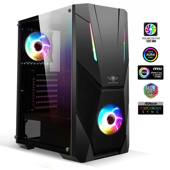 Spirit of Gamer Rogue V RGB fekete ablakos táp nélküli ATX ház