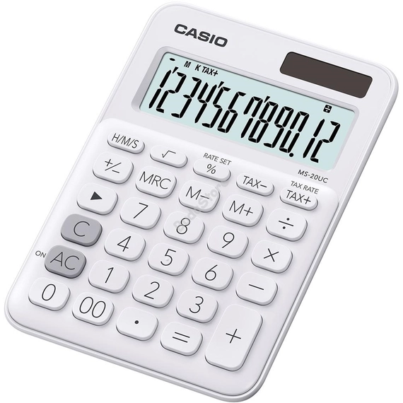 Számológép asztali 12 digit nagy, döntött kijelző Casio MS 20 UC fehér