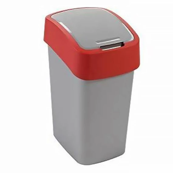 Szemetes billenő fedeles CURVER Pacific Flip Bin 10l piros-ezüst