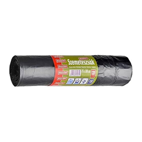 Mazzini húzófüles 130 l /75x100/35 mikr. 10 db/csomag háztartási szemeteszsák