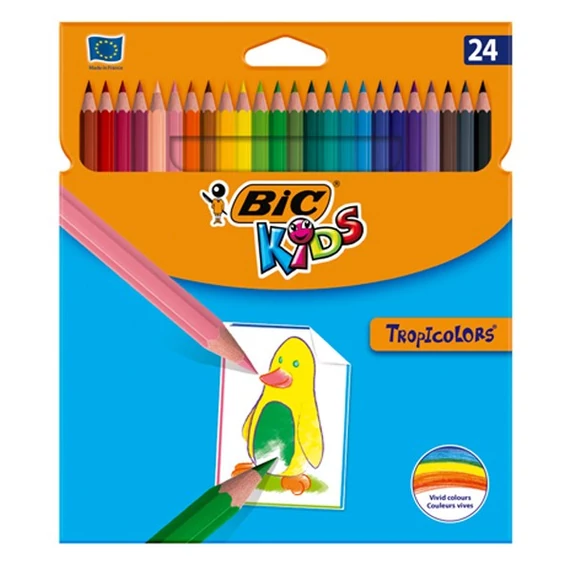 Színes ceruza BIC Kids Tropicolors hatszögletű 24db/készlet