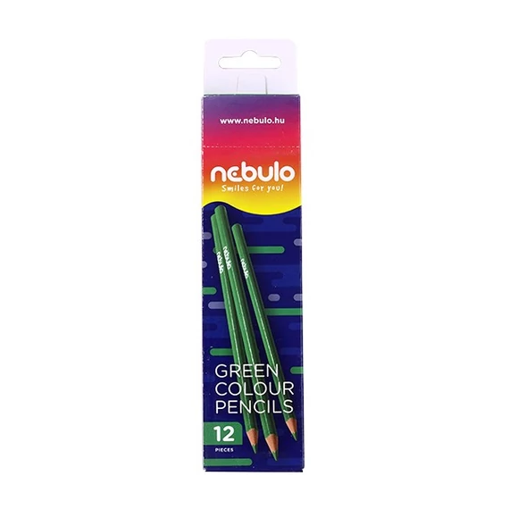Színes ceruza, háromszögletű, NEBULO, zöld, 12db/doboz
