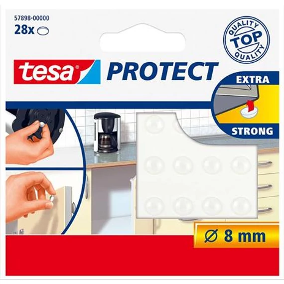 Zaj- és csúszásgátló korong, 8mm, TESA "Protect", átlátszó, 28db/cs