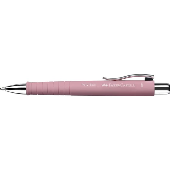 Golyóstoll, 0,7 mm, nyomógombos, FABER-CASTELL "Poly Ball", rózsaszín