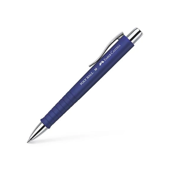 Golyóstoll, 0,5 mm, nyomógombos, FABER-CASTELL "Poly Ball", kék