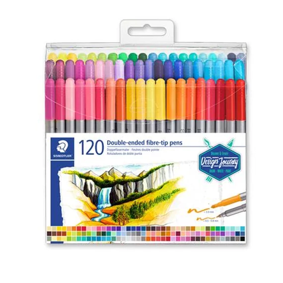 Rostirón készlet, 0,8/3,0 mm, kétvégű, STAEDTLER "3200", 120 különböző szín