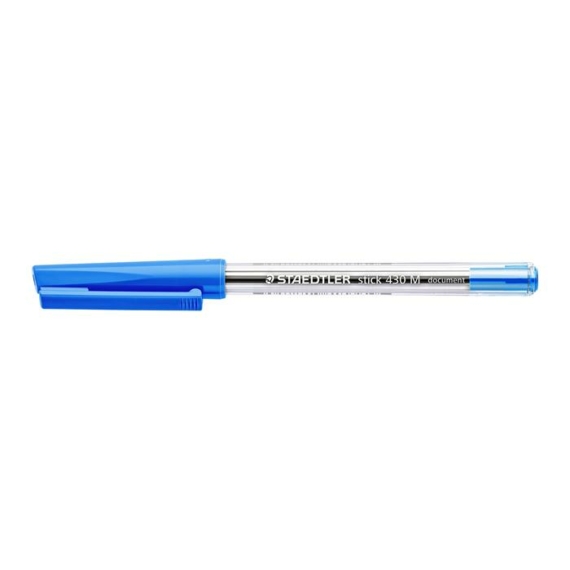 Golyóstoll, 0,5 mm, kupakos, STAEDTLER "Stick 430 M", kék