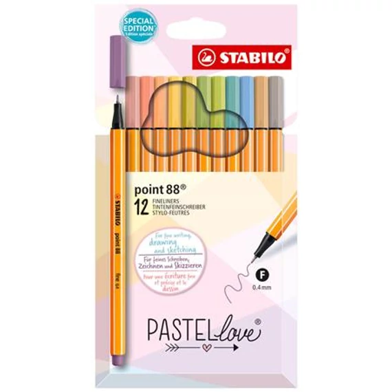 Tűfilc STABILO Point 88 Pastellove 12db/készlet