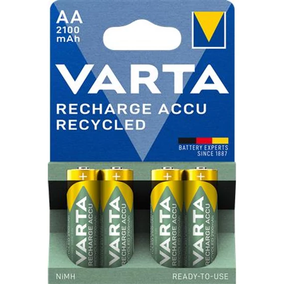 Tölthető elem, AA, ceruza, újrahasznosított, 4x2100 mAh, VARTA