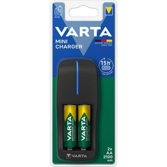 Elemtöltő, AA ceruza/AAA mikro, 2x2100 mAh AA, VARTA "Mini"