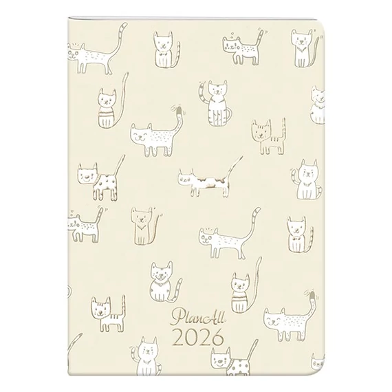 Zsebnaptár PLANALL B/6 heti álló fehér lapos aranyozott Catto 2026.