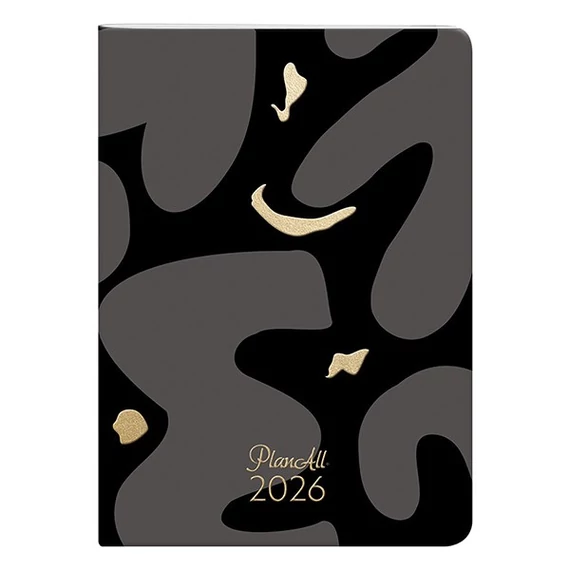 Zsebnaptár PLANALL B/6 heti álló fehér lapos aranyozott Gold Touch 2026.
