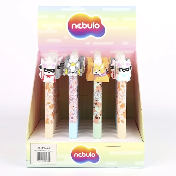 Zseléstoll NEBULO nyomógombos radírozható 0,7 mm Pörgetős kutyusok